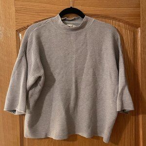Oak and Fort, Boxy, Cropped Sleeve Mock Next Sweater, Size L